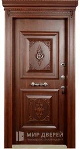 Стальная элитная дверь в коттедж №46 внешняя - фото